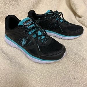 Polo, black and turquoise tennis shoe, Sz. 8